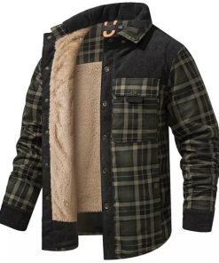 plaid sherpa-lined jacket